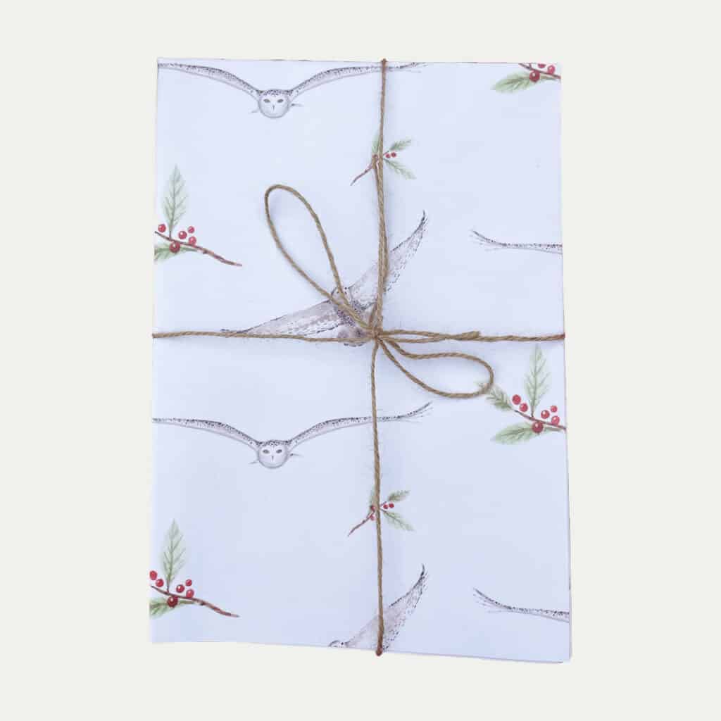 Wrapping Paper - Snowy Owls and Berries x 2 sheets