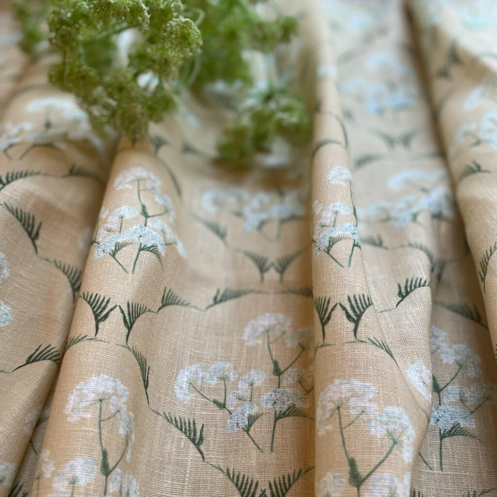 Gold Cow Parsley Charm on Ivory Linen
