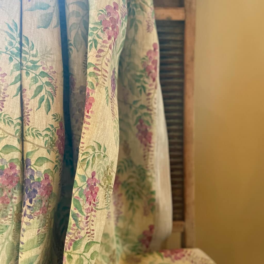 Wandering Wisteria in Lemon on Natural Linen