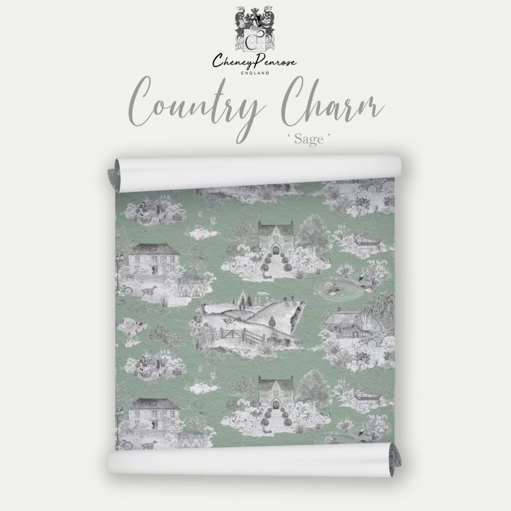 Country Charm in Sage Eco Wallpaper