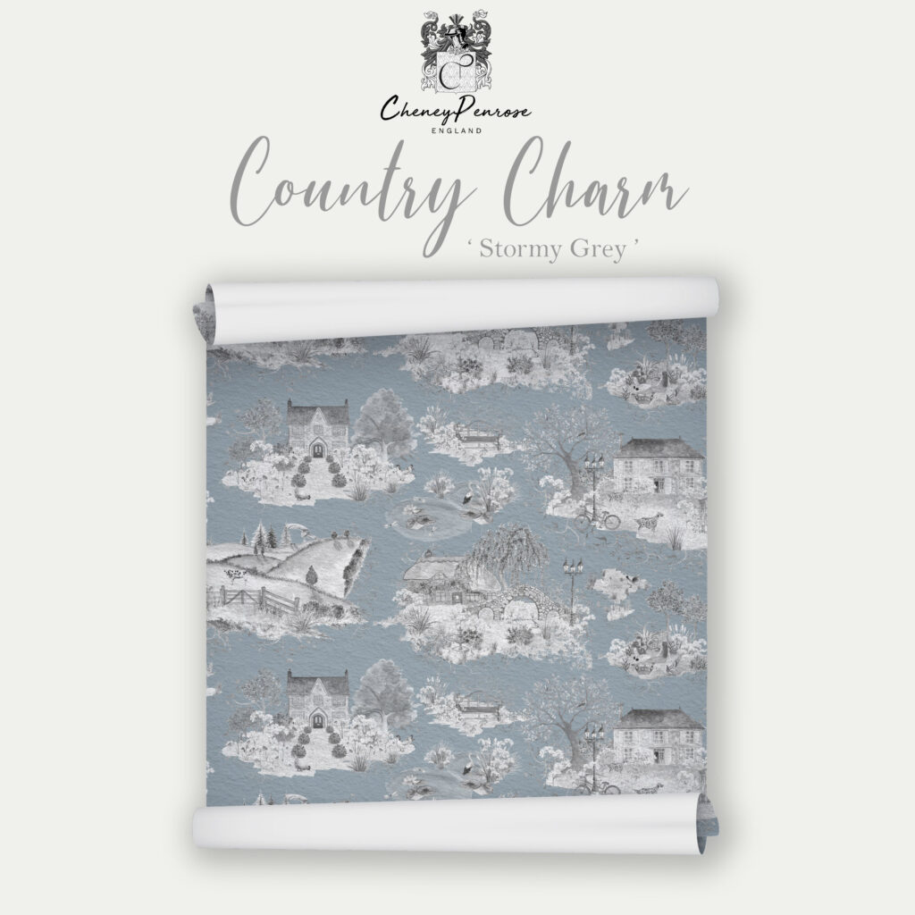 Country Charm in Stormy Grey Eco Wallpaper