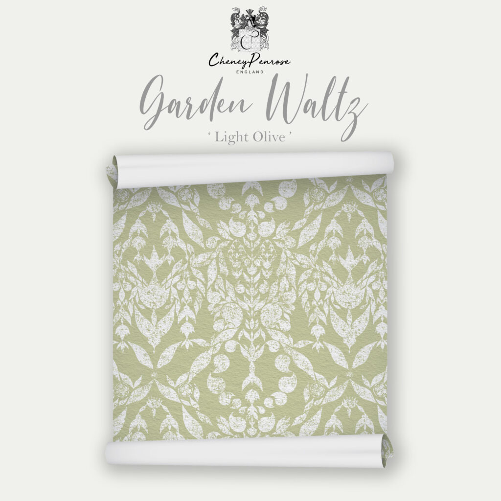 Garden Waltz in Light Olive Silhouette Eco Wallpaper