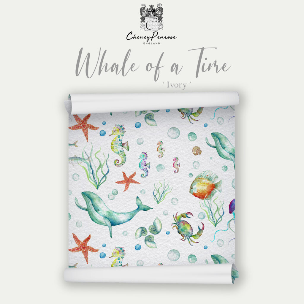 Whale of a Time Ivory Eco Wallpaper