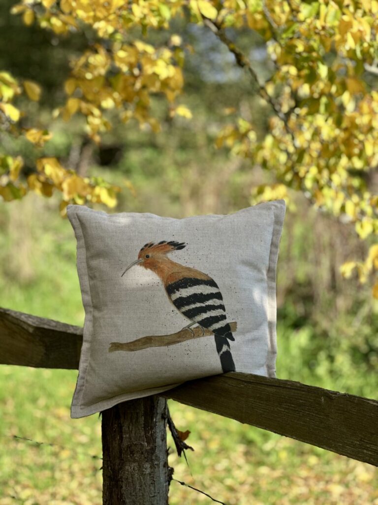 Hoopoe Oxford-Edged Linen Cushion