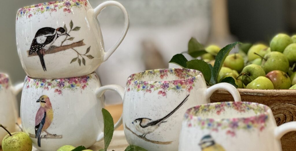 Wild Summer Birds & Bees Full set of 8 Hug Mugs